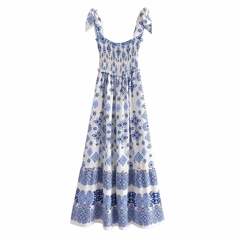 Blue Floral Embroidey Summer Beach Dress Women Casual Holiday Bohemian Dress Boho Sundress Maxi Long Vestidos Fashion Clothes