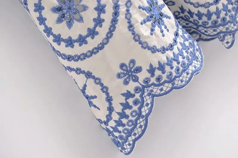 Blue Floral Embroidey Summer Beach Dress Women Casual Holiday Bohemian Dress Boho Sundress Maxi Long Vestidos Fashion Clothes