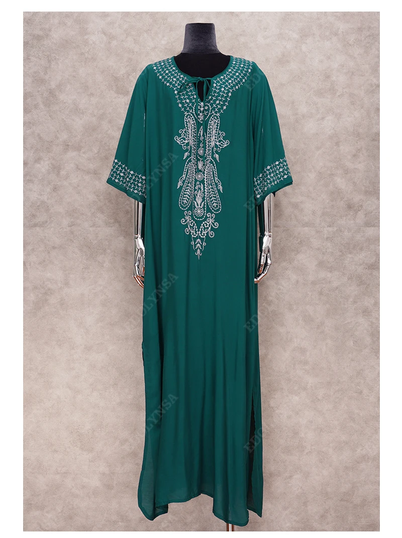 2025 Indie Folk Lace Up V-Neck Batwing Sleeve Summer Beach Dress  Tunic Women Beachwear kaftan Maxi Dress Robe Sarong Q775