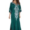 2025 Indie Folk Lace Up V-Neck Batwing Sleeve Summer Beach Dress  Tunic Women Beachwear kaftan Maxi Dress Robe Sarong Q775