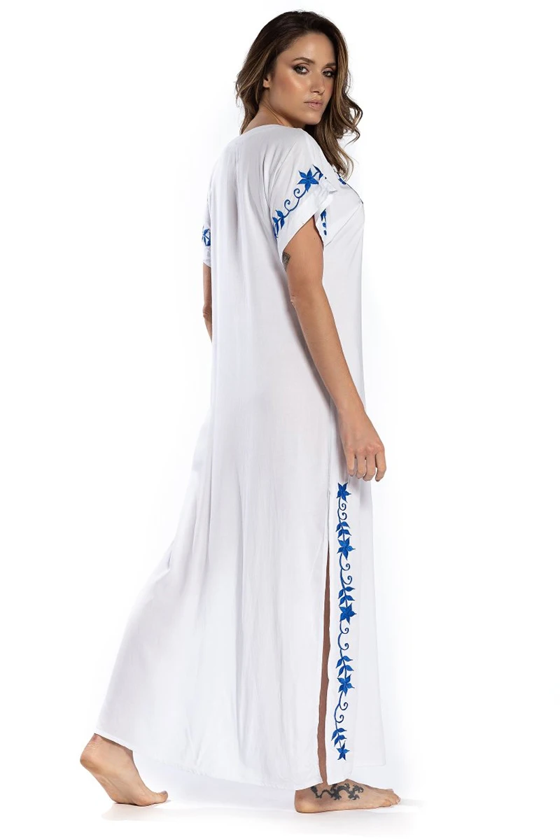 2025 Indie Folk Lace Up V-Neck Batwing Sleeve Summer Beach Dress  Tunic Women Beachwear kaftan Maxi Dress Robe Sarong Q775