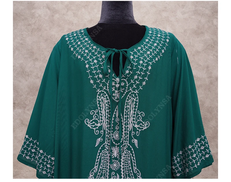 2025 Indie Folk Lace Up V-Neck Batwing Sleeve Summer Beach Dress  Tunic Women Beachwear kaftan Maxi Dress Robe Sarong Q775