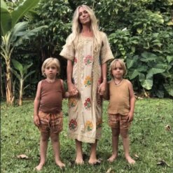 Vintage Cotton Linen Backless Maxi Dress