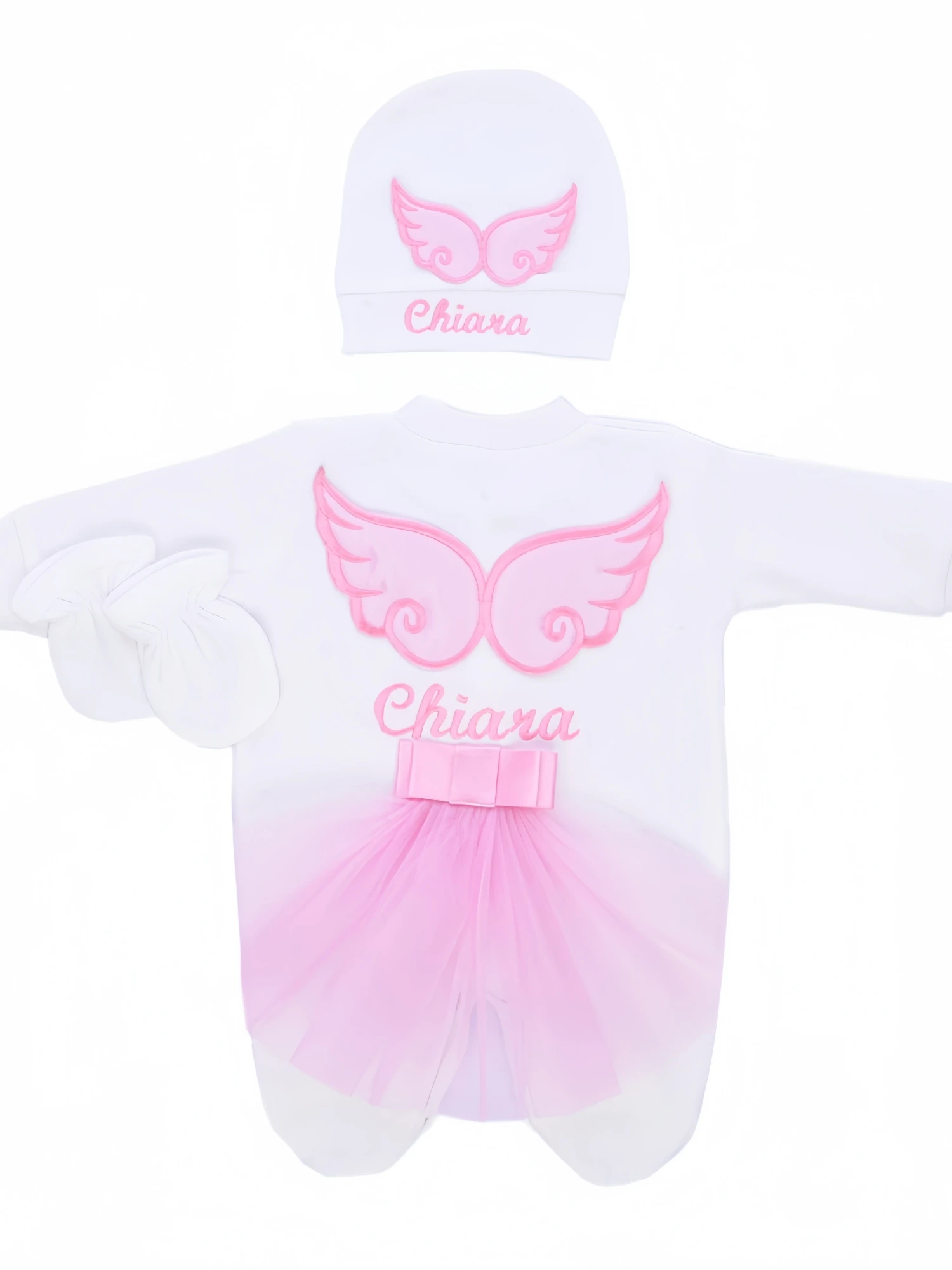 Dollbling Pearly Crown Boho Birthday Girl Outfit with Pink Angel Wings French Lace Bodysuit Cake Smash Shirt Set for Nursery