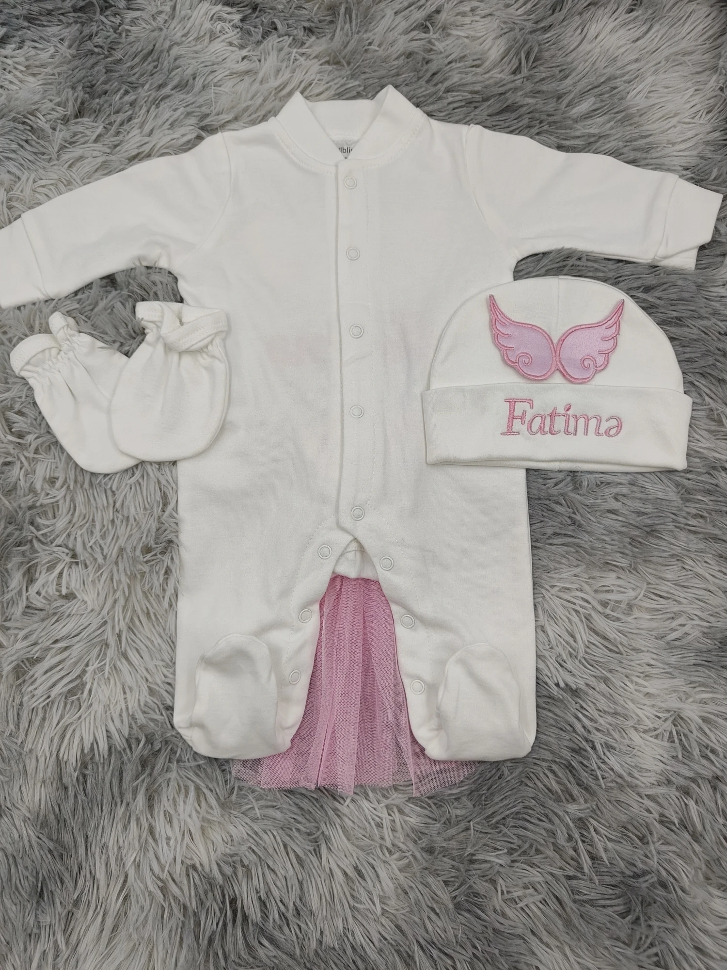 Dollbling Pearly Crown Boho Birthday Girl Outfit with Pink Angel Wings French Lace Bodysuit Cake Smash Shirt Set for Nursery