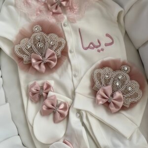 Dollbling Pearly Crown Onederful Boho Nursery Birthday Girl Mauve Dusty Pink Outfit French Lace Bodysuit Cake Smash Shirt Set