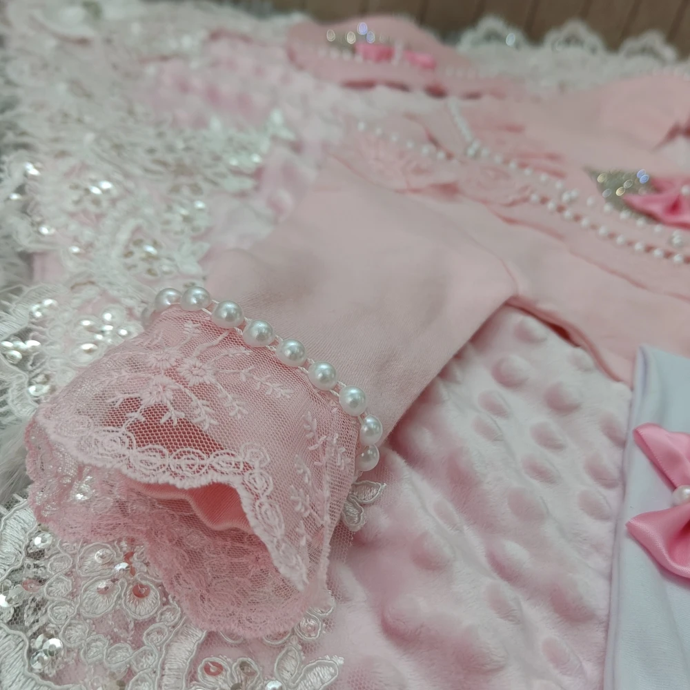 Newborn Baby Girl Coming Home Hospital Outfit Sequines Lace Tulle Romper Onesie with Blanket Princess Boho Clothes Photo Shoot