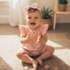 Summer Newborn Baby Girls Casual Rompers Clothing Solid Color Fly Short Sleeve Button Loose Jumpsuits Headband Outfits