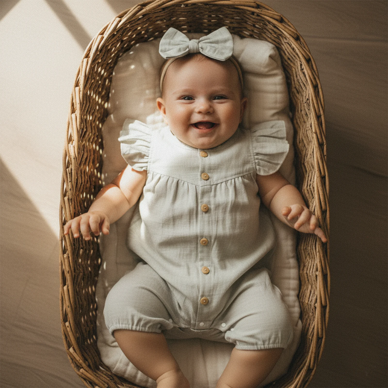 Summer Newborn Baby Girls Casual Rompers Clothing Solid Color Fly Short Sleeve Button Loose Jumpsuits Headband Outfits 2 40307