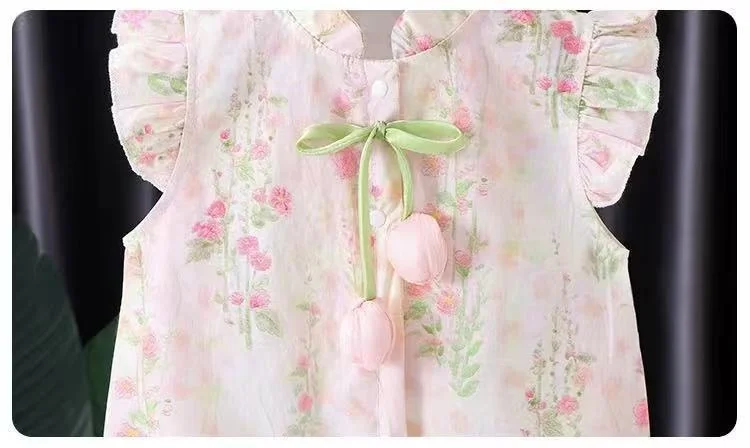 Summer Newborn Girl Bodysuit 0-3Y Baby Girl Flying Sleeve Floral Ruffled Shorts Romper for Infants Flower Decor Romper Clothes