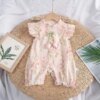 Summer Newborn Girl Bodysuit 0-3Y Baby Girl Flying Sleeve Floral Ruffled Shorts Romper for Infants Flower Decor Romper Clothes