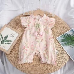 Summer Floral Ruffled Baby Girl Romper
