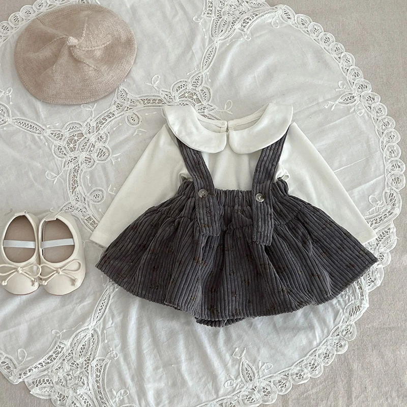 2026 Spring Infant Baby Girl Free Matching Clothes Set for Newborns Cute Girls Bottoming Shirt  Floral Cordury Bodysuit