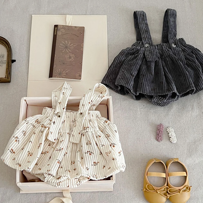 2026 Spring Infant Baby Girl Free Matching Clothes Set for Newborns Cute Girls Bottoming Shirt  Floral Cordury Bodysuit