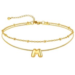 Chunky Initial Letters Layered Anklet