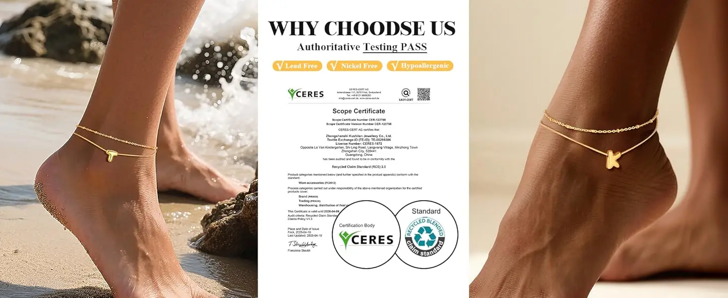 U7 Chunky Inital Letters Layers Chain Anklet Bracelets for Women 14K Gold Color Adjustable Summer Beach Ankle Jewelry Gift