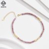 Rinntin Summer Beach Purple Mica Stone Chain Anklet 925 Sterling Silver 14K Gold-Plated Boho Charm Ankle on Leg Handmade SA89