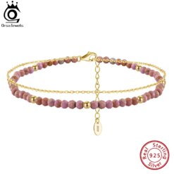 Double Layer Purple Mica Silver Anklet