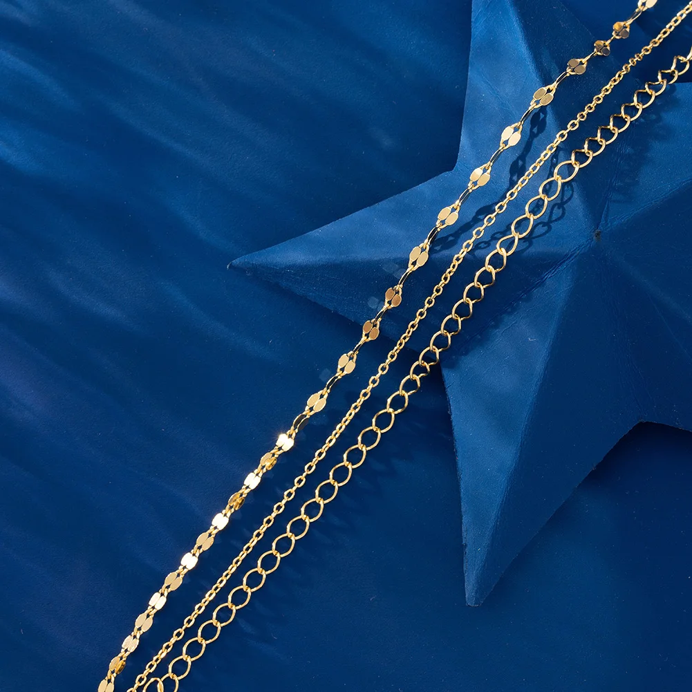 ORSA JEWELS 14K Gold 925 Sterling Silver Layered Chain Anklet for Women Girls Summer Beach Foot Chain Ankle Straps Jewelry SA58