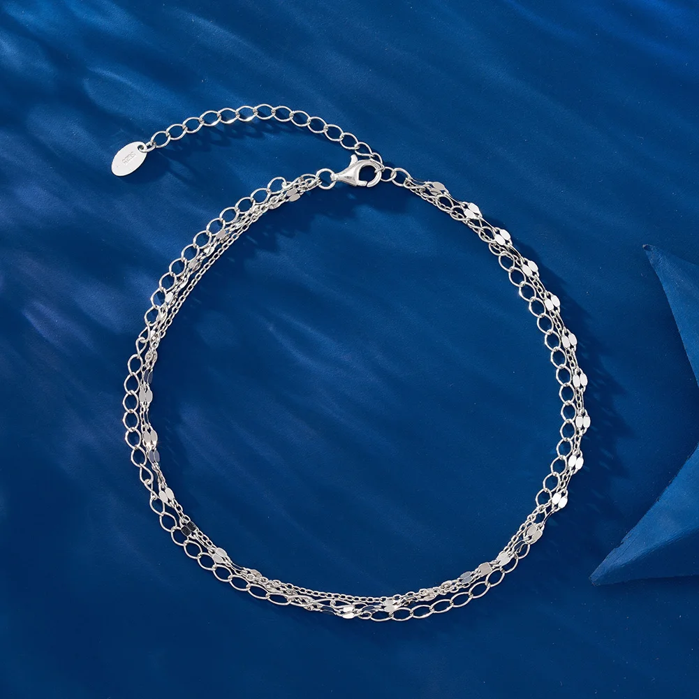 ORSA JEWELS 14K Gold 925 Sterling Silver Layered Chain Anklet for Women Girls Summer Beach Foot Chain Ankle Straps Jewelry SA58
