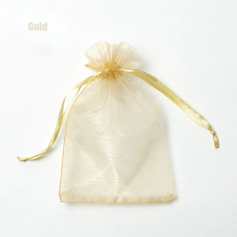 RE 100pcs 22 Colors 7x9 9x12cm 10x15 13x18cm Wedding Christmas Gift Drawable Organza Bags Jewelry Packaging Display & Pouches 13