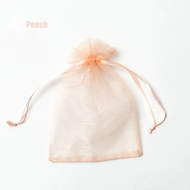 RE 100pcs 22 Colors 7x9 9x12cm 10x15 13x18cm Wedding Christmas Gift Drawable Organza Bags Jewelry Packaging Display & Pouches 13