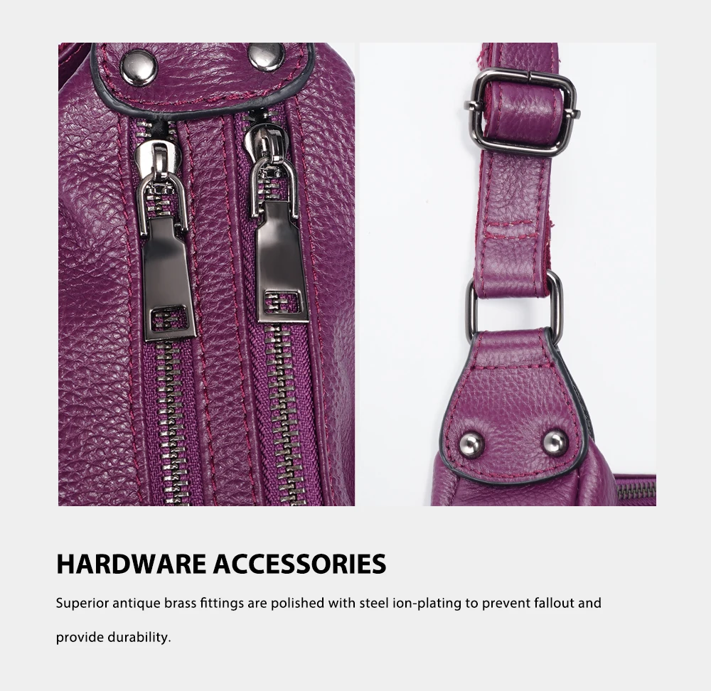 Zency Elegant Genuine Leather Women's Shoulder Bag Trendy Crossbody Messenger Bag for Ladies Dark Red Blue 100% Satchels Hobo