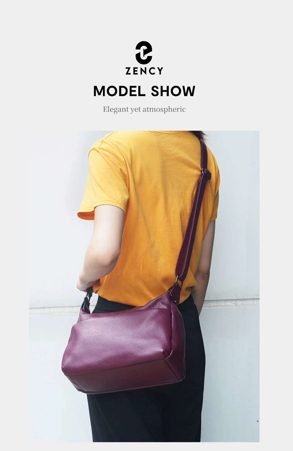 Zency Elegant Genuine Leather Women's Shoulder Bag Trendy Crossbody Messenger Bag for Ladies Dark Red Blue 100% Satchels Hobo