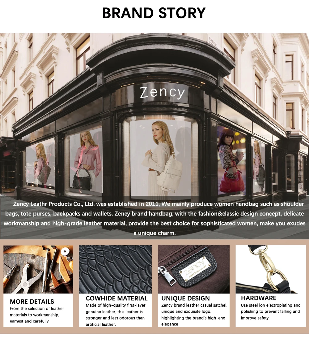 Zency Elegant Genuine Leather Women's Shoulder Bag Trendy Crossbody Messenger Bag for Ladies Dark Red Blue 100% Satchels Hobo