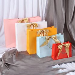 Recycled Paper Gift Bags with Ribbon