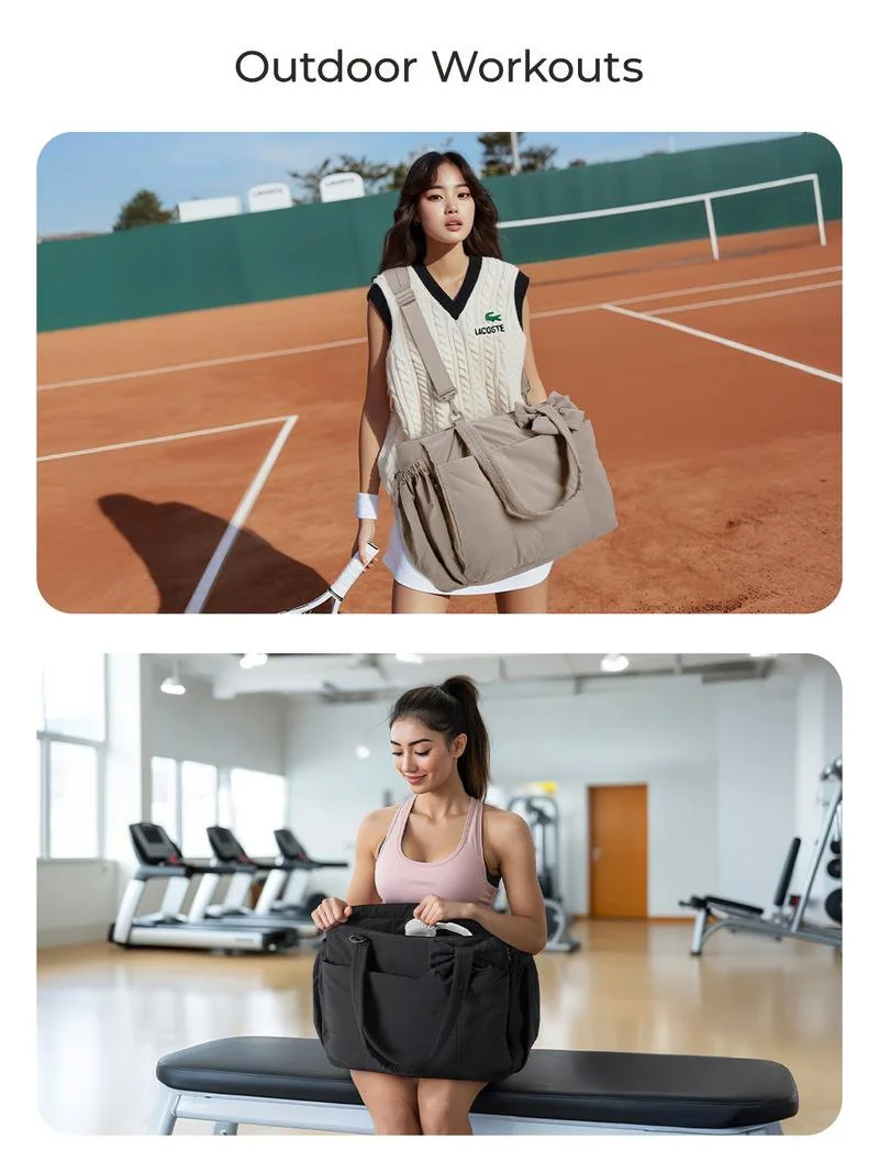 Outdoor Down Cotton Padded Crossbody Bag Multifunctional Casual Sports Handbag for Men Women Suitable for Travel Hiking Cycling