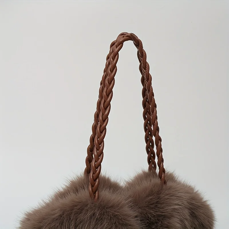 Luxury Faux Fox Fur Bucket Bag, Elegant Winter Plush Handbag. Perfect Holiday Gift for Christmas & Valentine's Day. Shop Now!