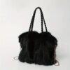 Faux Fox Fur Bucket Handbag