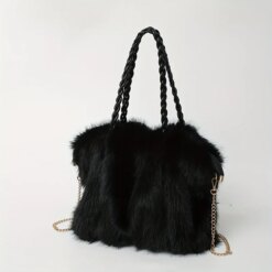 Faux Fox Fur Bucket Handbag