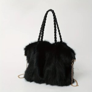 Luxury Faux Fox Fur Bucket Bag, Elegant Winter Plush Handbag. Perfect Holiday Gift for Christmas & Valentine's Day. Shop Now!