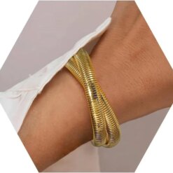 Chunky Gold Plated Stainless Steel Bangle Set