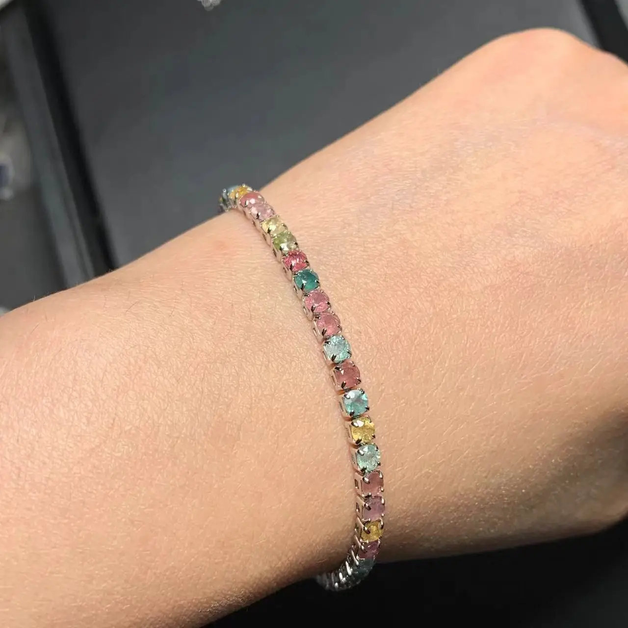 Natural Tourmaline Bracelets & Bangles For Women Tennis Bracelet  Adjustable Fine Jewelry Gift stone