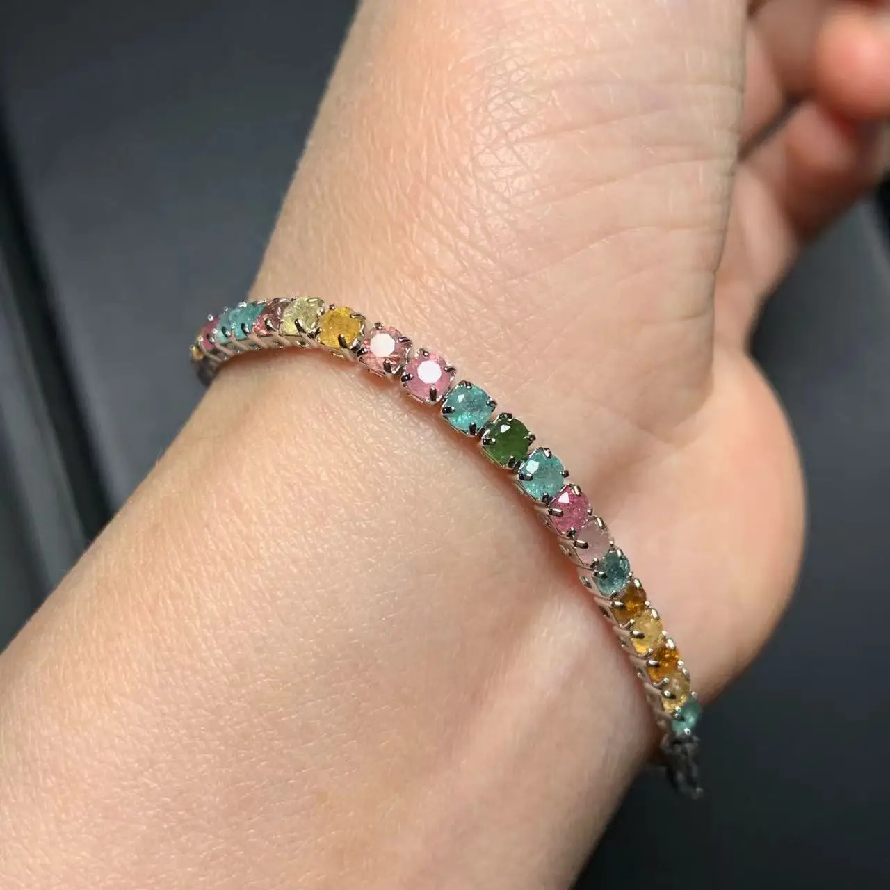 Natural Tourmaline Bracelets & Bangles For Women Tennis Bracelet  Adjustable Fine Jewelry Gift stone