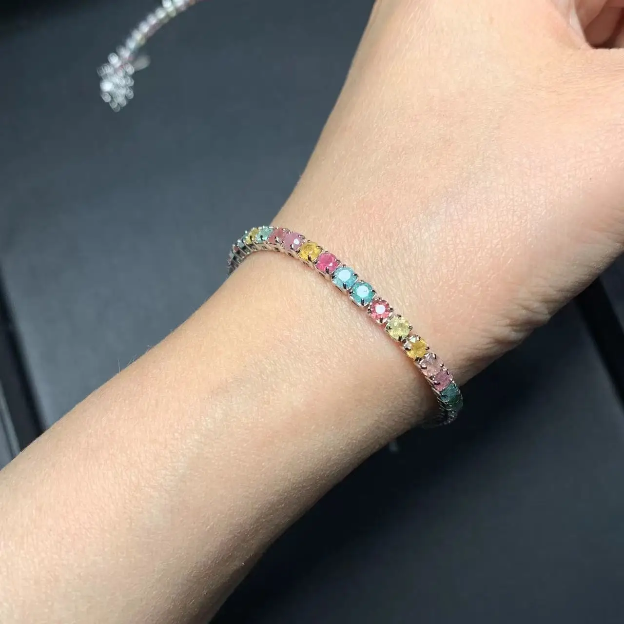 Natural Tourmaline Bracelets & Bangles For Women Tennis Bracelet  Adjustable Fine Jewelry Gift stone