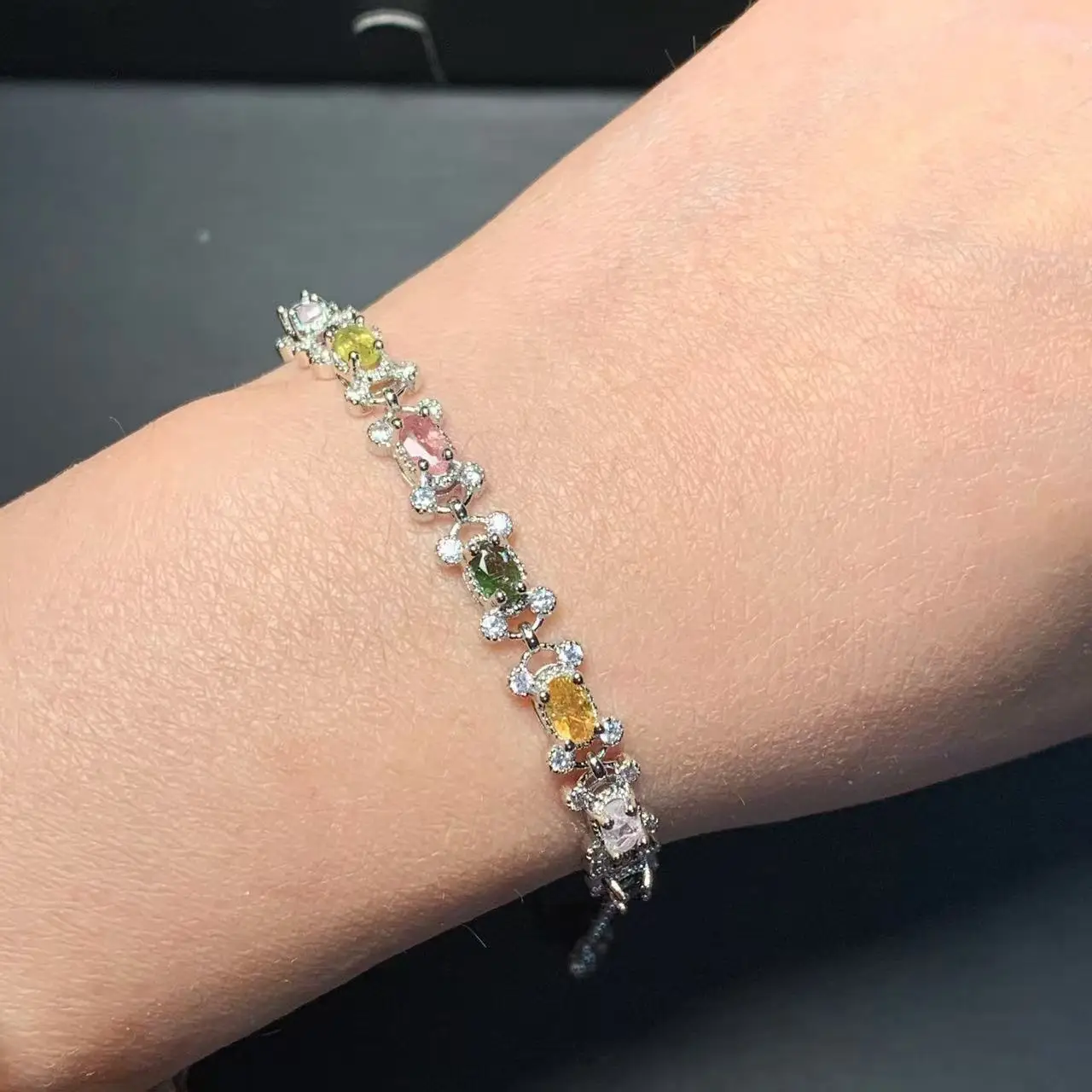 Natural Tourmaline Bracelets & Bangles For Women Tennis Bracelet  Adjustable Fine Jewelry Gift stone