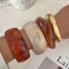 IngeSight.Z 4 Styles Hip Hop Chunky Stacking Resin Bangles for Women Trendy Punk Irregular Geometric Charm Wide Bracelet Jewelry