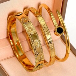 Roman Numeral Stainless Steel Bracelet Set