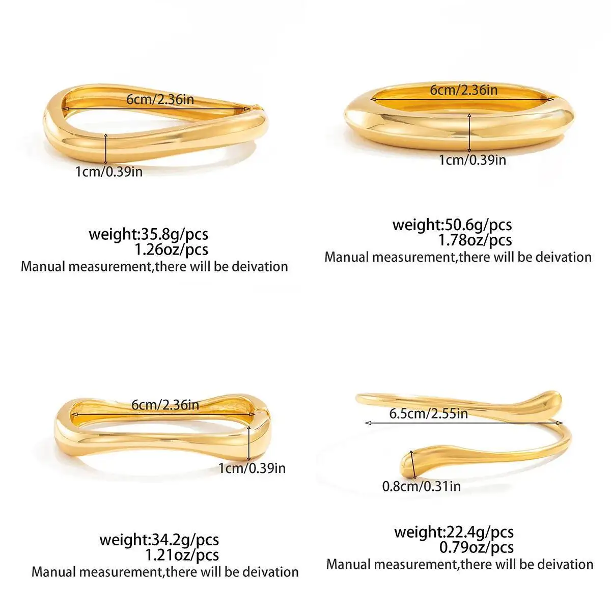 Ingemark Creative Glossy Irregular Water Drop Open Bangles for Women Men Punk Stackable Spring Arm Bracelets Couple Jewelry Gift