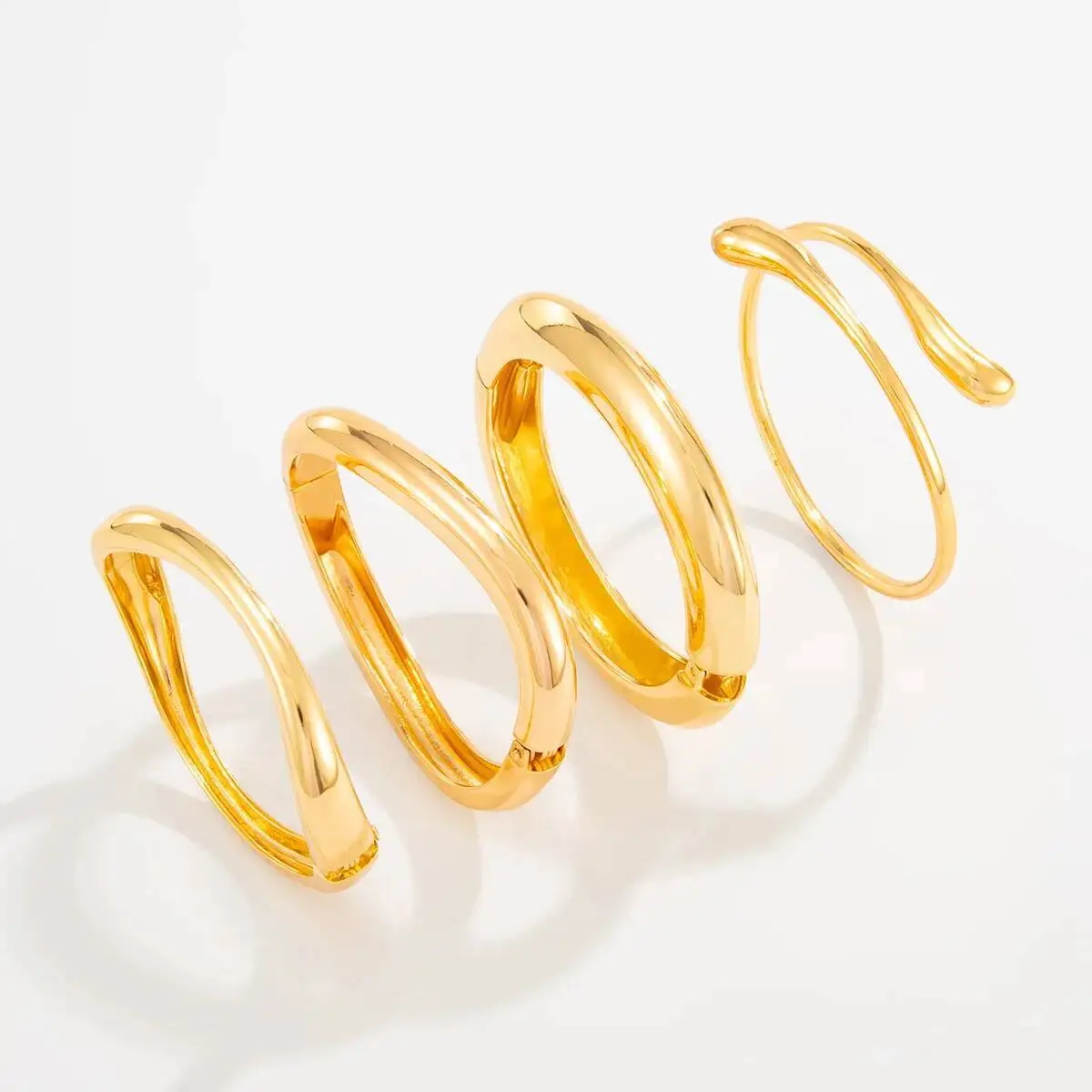 Ingemark Creative Glossy Irregular Water Drop Open Bangles for Women Men Punk Stackable Spring Arm Bracelets Couple Jewelry Gift