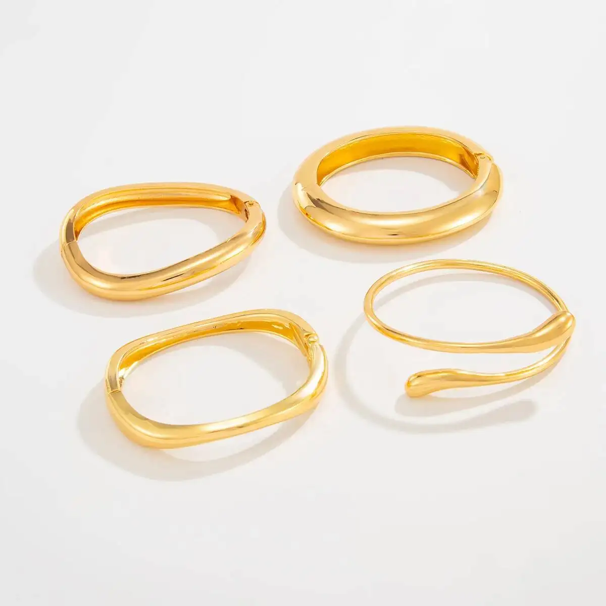 Ingemark Creative Glossy Irregular Water Drop Open Bangles for Women Men Punk Stackable Spring Arm Bracelets Couple Jewelry Gift