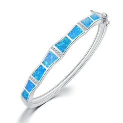 Opal Silver Plated Cuff Bangle