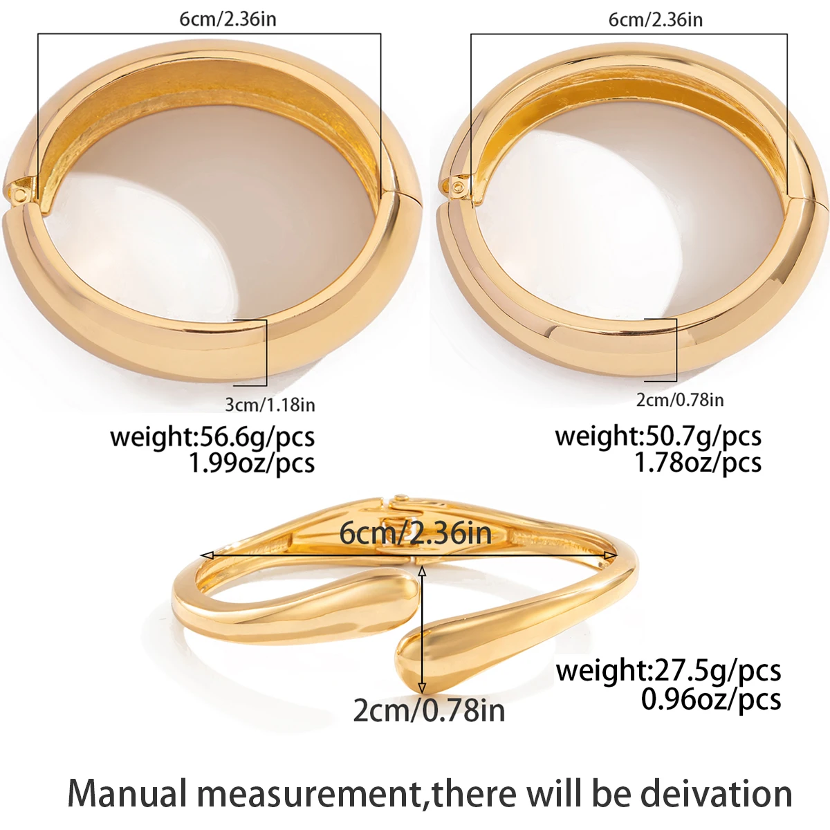 Salircon Vintage Hip Hop Geometric Metal Cuff Bangles for Women Punk Exaggerated Gold Color Metal Spring Bracelets Party Jewelry