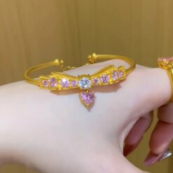 Gold Bow Diamond Princess Bangle