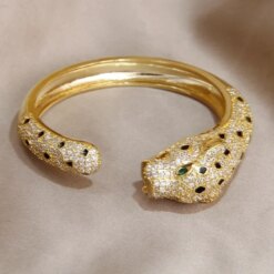 Leopard Crystal Open Bangle