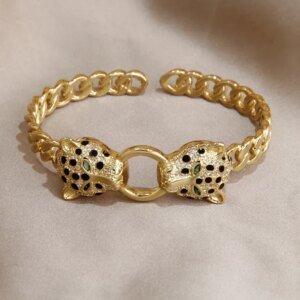 Classic Leopard Crystal Open Bangles&bracelets for Women Fashion Brand Jewelry Punk Style Animal Chunky Bangles 8 41334 mtlm3i